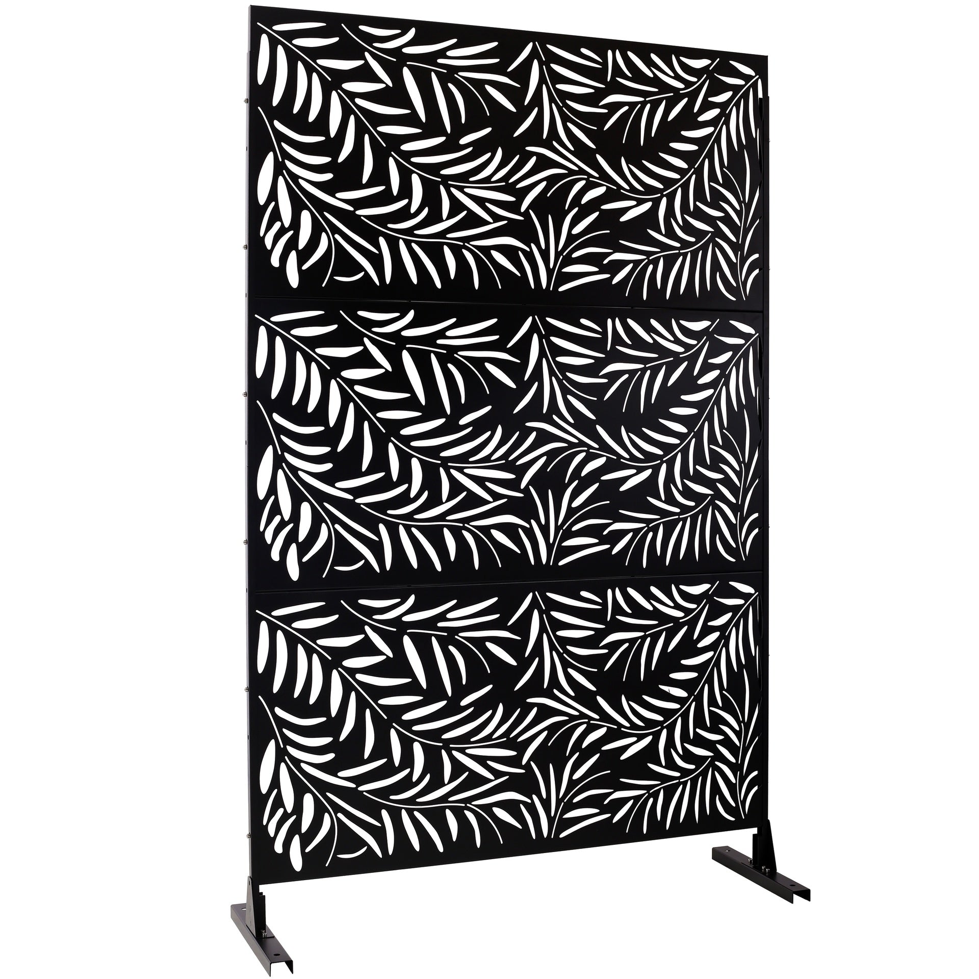 Outdoor & Indoor Privacy Screen Metal Privacy Screen 76" H×48" W, Freestanding Decorative Privacy Screen for Deck Balcony Patio, Privacy Fence Panels for Outside Lawn Garden PS119 BLACK