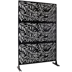 Outdoor & Indoor Privacy Screen Metal Privacy Screen 76" H×48" W, Freestanding Decorative Privacy Screen for Deck Balcony Patio, Privacy Fence Panels for Outside Lawn Garden PS119 BLACK