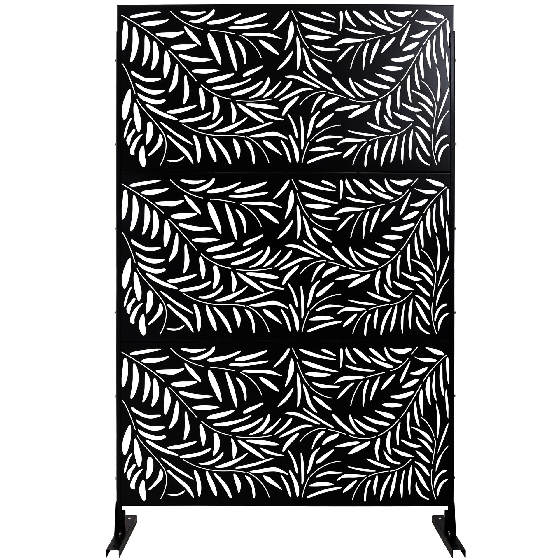 Outdoor & Indoor Privacy Screen Metal Privacy Screen 76" H×48" W, Freestanding Decorative Privacy Screen for Deck Balcony Patio, Privacy Fence Panels for Outside Lawn Garden PS119 BLACK