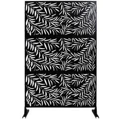 Outdoor & Indoor Privacy Screen Metal Privacy Screen 76" H×48" W, Freestanding Decorative Privacy Screen for Deck Balcony Patio, Privacy Fence Panels for Outside Lawn Garden PS119 BLACK