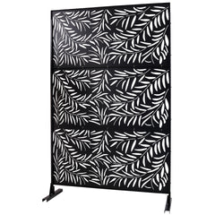 Outdoor & Indoor Privacy Screen Metal Privacy Screen 76" H×48" W, Freestanding Decorative Privacy Screen for Deck Balcony Patio, Privacy Fence Panels for Outside Lawn Garden PS119 BLACK