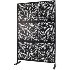 Outdoor & Indoor Privacy Screen Metal Privacy Screen 76" H×48" W, Freestanding Decorative Privacy Screen for Deck Balcony Patio, Privacy Fence Panels for Outside Lawn Garden PS119 BLACK