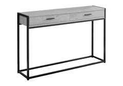 Accent Table, Console, Entryway, Narrow, Sofa, Storage Drawer, Living Room, Bedroom, Grey Laminate, Black Metal, Contemporary, Modern