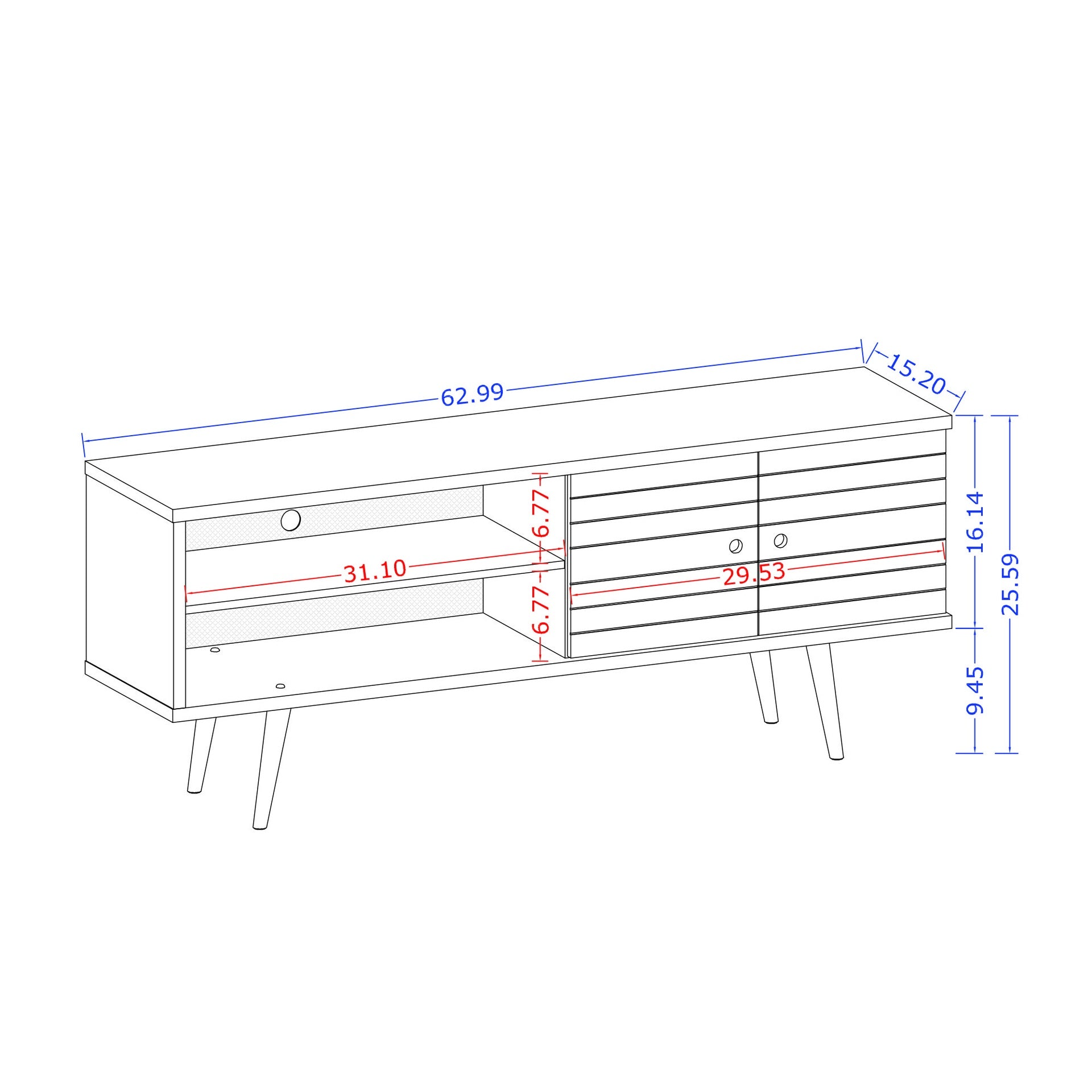 TV Stand in Blue Slate and White