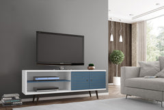 TV Stand in Blue Slate and White