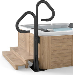 Two-Way Hot Tub Handrail, Aluminum Spa Hand Rail with 44''-60'' Adjustable Height & 360° Swivel, Safety Side Handrails with Slide-Under Mount Base for Most Hot Tubs & Swim Spas, 600 LBS Capacity