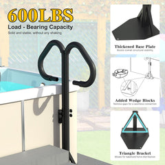 Two-Way Hot Tub Handrail, Aluminum Spa Hand Rail with 44''-60'' Adjustable Height & 360° Swivel, Safety Side Handrails with Slide-Under Mount Base for Most Hot Tubs & Swim Spas, 600 LBS Capacity