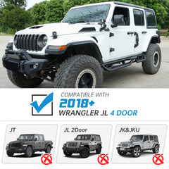 Coated Black Carbon 6-Inch 2-Stairs Side Step Rails Step Bars Steel Nerf Bars Running Boards Compatible with Jeep Wrangler JL 4 Doors 2018-2025 For  Off-Road Protection Direct Bolt-On Installation