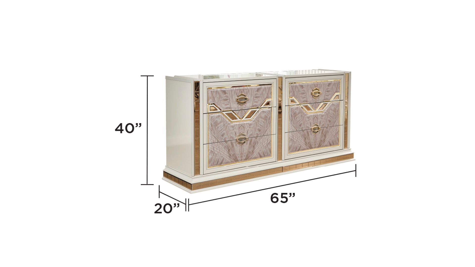 Omari Modern Style 6- Drawer Dresser(INCLUDES ONLY DRESSER) Made with Wood and Gold Accents in Beige