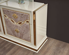 Omari Modern Style 6- Drawer Dresser(INCLUDES ONLY DRESSER) Made with Wood and Gold Accents in Beige