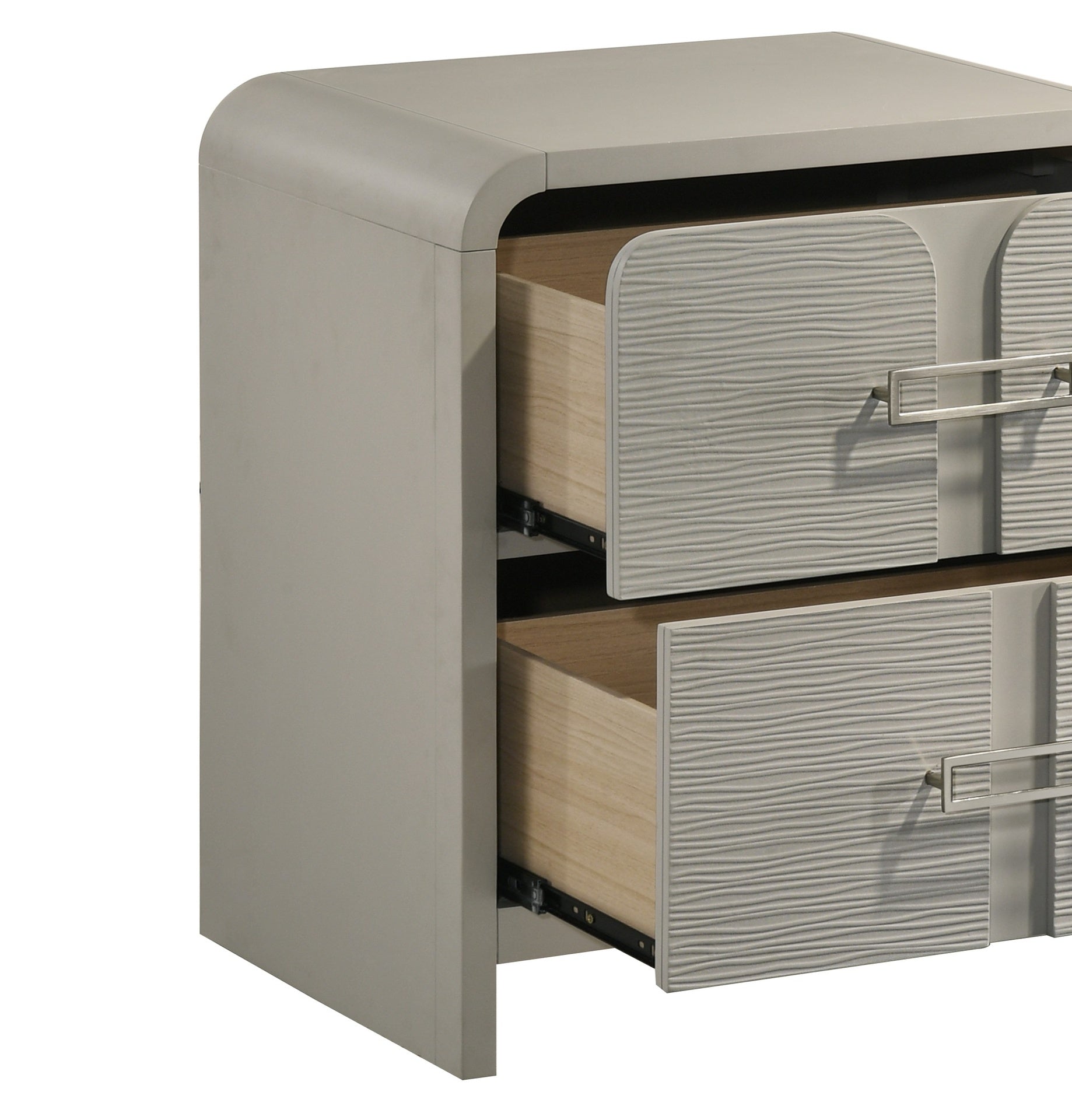 Aria Contemporary Queen 4PC Bedroom Set Modern Storage Bed with Ball Bearing Glide Drawers in Beige