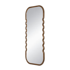 31.4x1.4x74" Oversized Wooden Floor Mirror with Unique Brown Frame