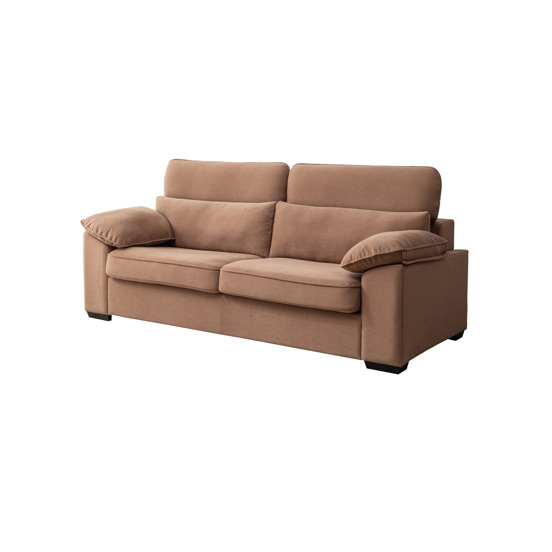 2-Seater Sofa Bed, Mid-Century Modern Couch, Convertible Queen Size Sleeper Sofa with Wooden Frame & Polyester Upholstery, Pull-Out Design, 300 lbs Capacity - Space Saving for Living Room, Brown