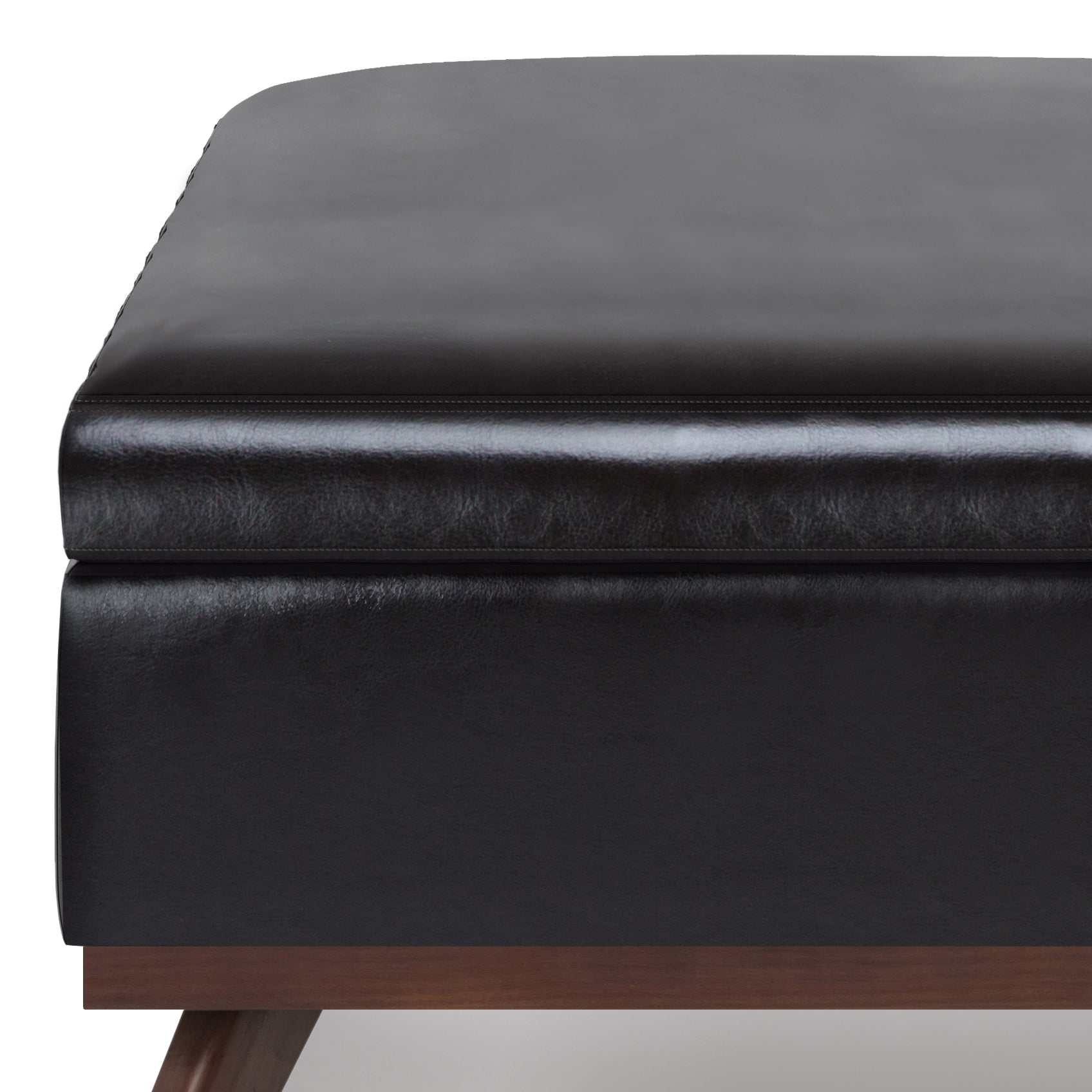 Owen 36 inch Wide Square Coffee Table Storage Ottoman in Tanners Brown Vegan Leather