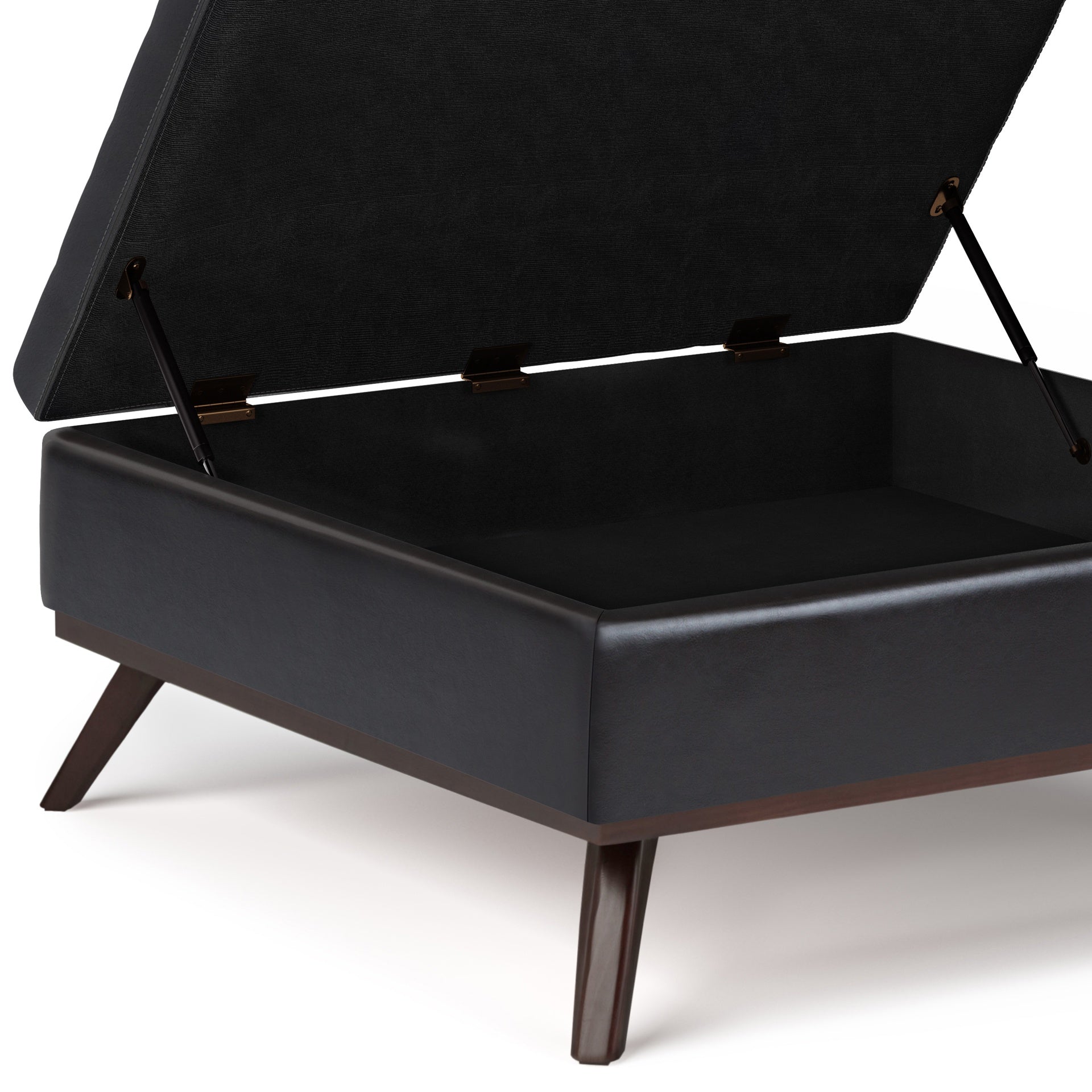 Owen 36 inch Wide Square Coffee Table Storage Ottoman in Tanners Brown Vegan Leather