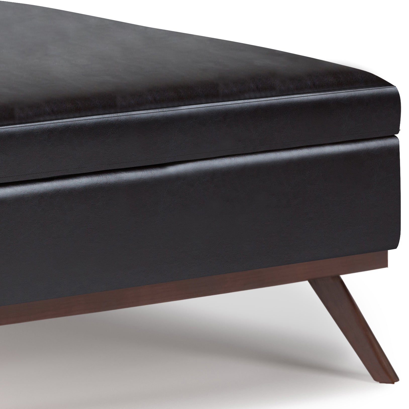 Owen 36 inch Wide Square Coffee Table Storage Ottoman in Tanners Brown Vegan Leather