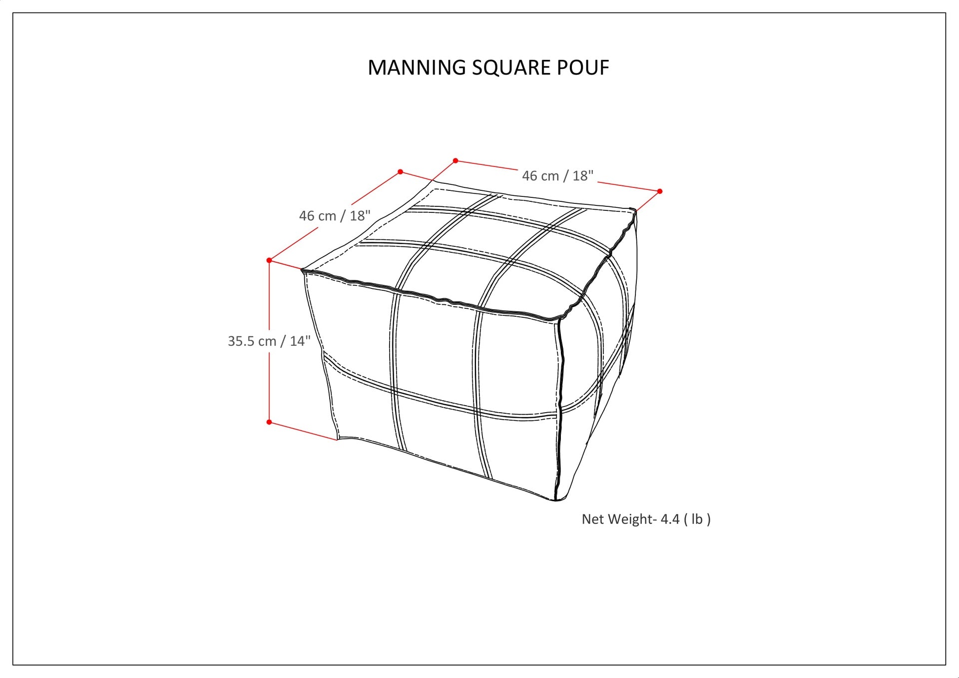 Manning - Square Pouf - Teal