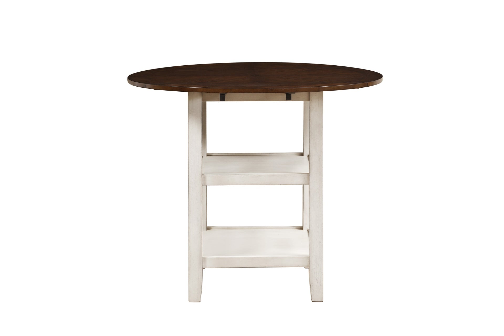 White and Dark Cherry Finish 1pc Counter Height Table with 2x Bottom Shelves Drop Side Leaf Kitchen Dining Furniture