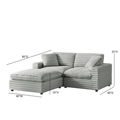Jenny 3-Piece Chofa in Plush Polyester Cord-Like Fabric