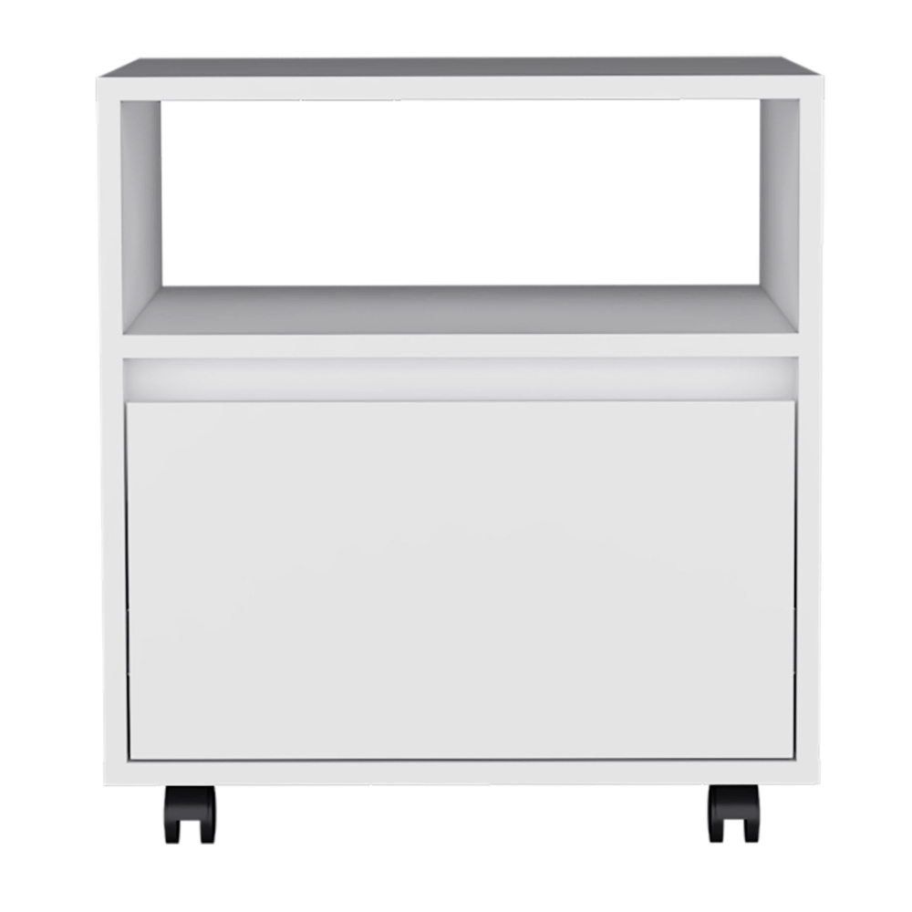 Austin Nightstand , End Table, Side Table Casters, Single Drawer-White