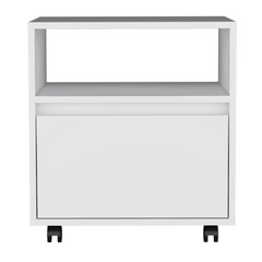 Austin Nightstand , End Table, Side Table Casters, Single Drawer-White