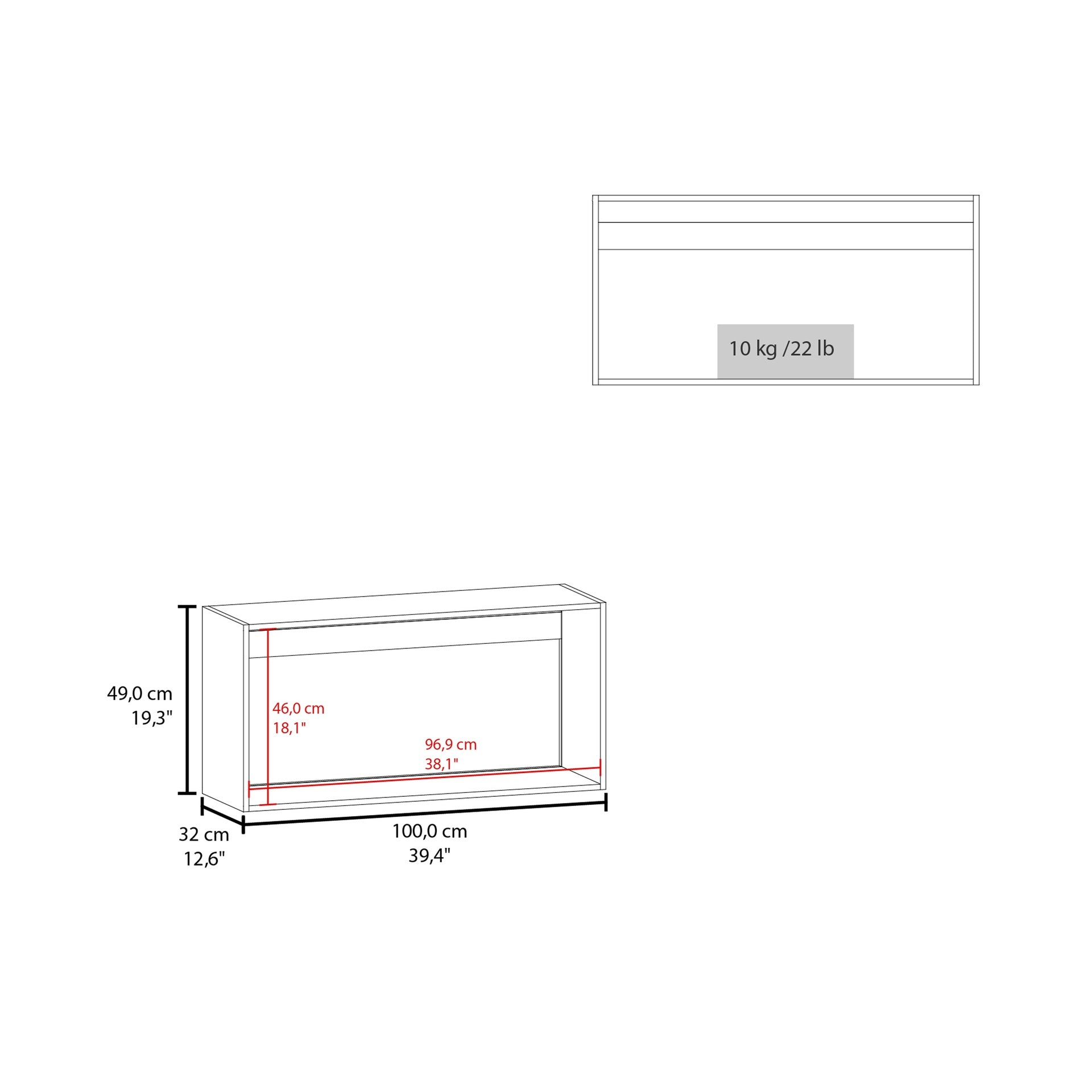 Napoles 39" W Double Door Wall Cabinet White