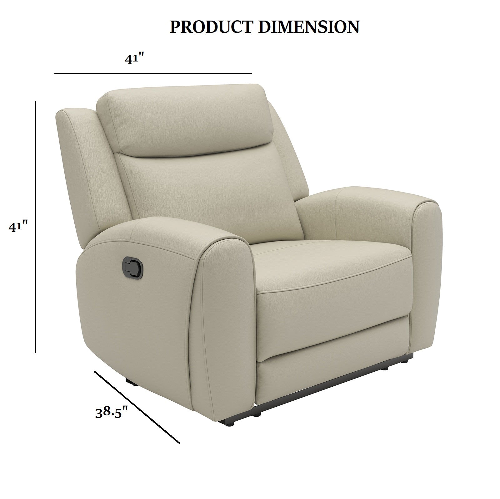 Beige Finish Transitional Style Manual Recliner High Density Foam Contour Arms Wide Seat Primary Living Room