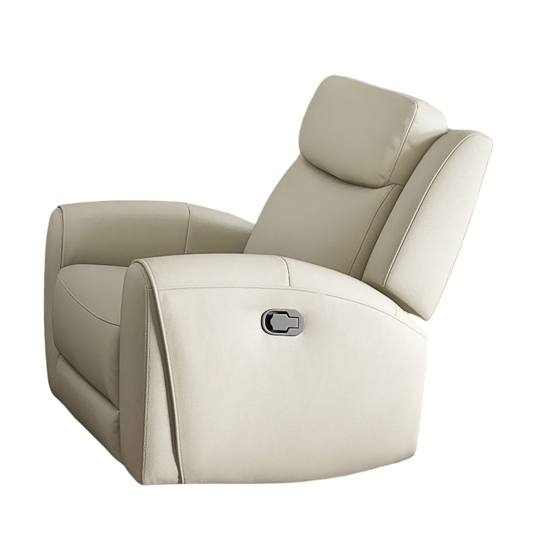Beige Finish Transitional Style Manual Recliner High Density Foam Contour Arms Wide Seat Primary Living Room