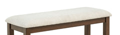 1pc Rich Wood Finish Beige Fabric Upholstered Bench Wooden Dining Room Furniture