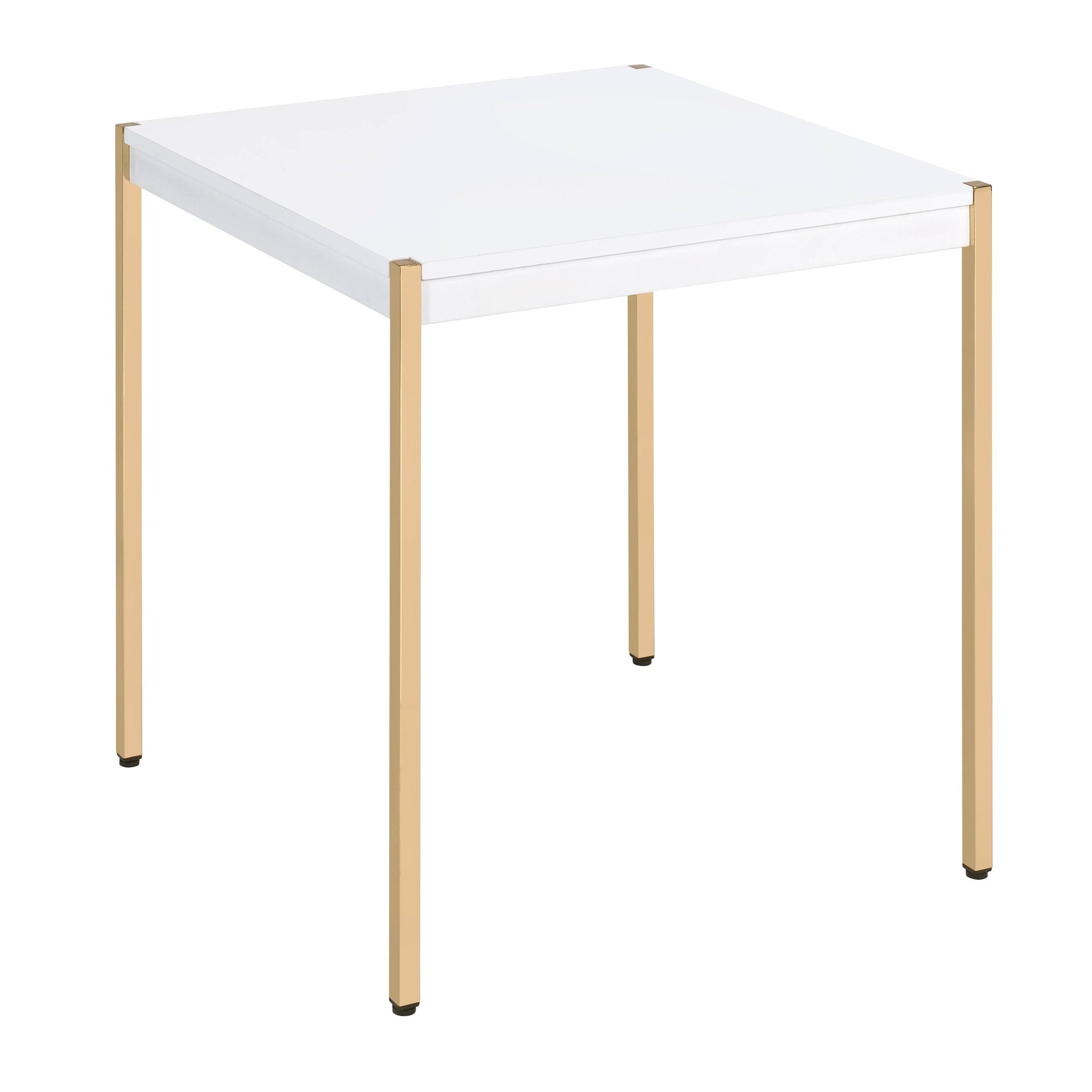 White and Gold Square End Table