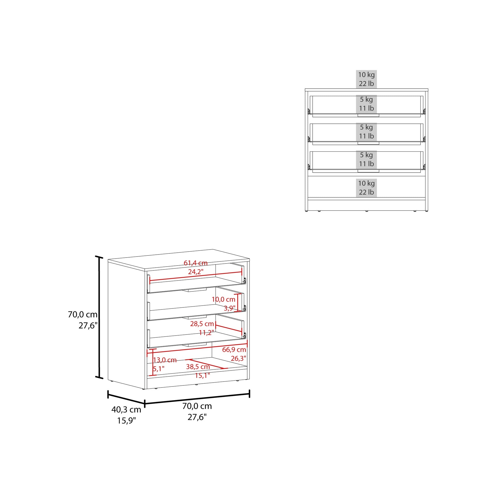 Alder 27" High Three Drawer Dresser And Open Shelf, Bedroom, Entryway, Side Board, Matte Gray - Natural Oak