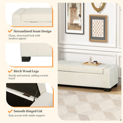 50" Ottoman Bench in Textured Fabric, Rectangular Design with Hinged Lid for Seating, Footrest, and Hidden Storage, Perfect for Living Room, Bedroom, or Entryway