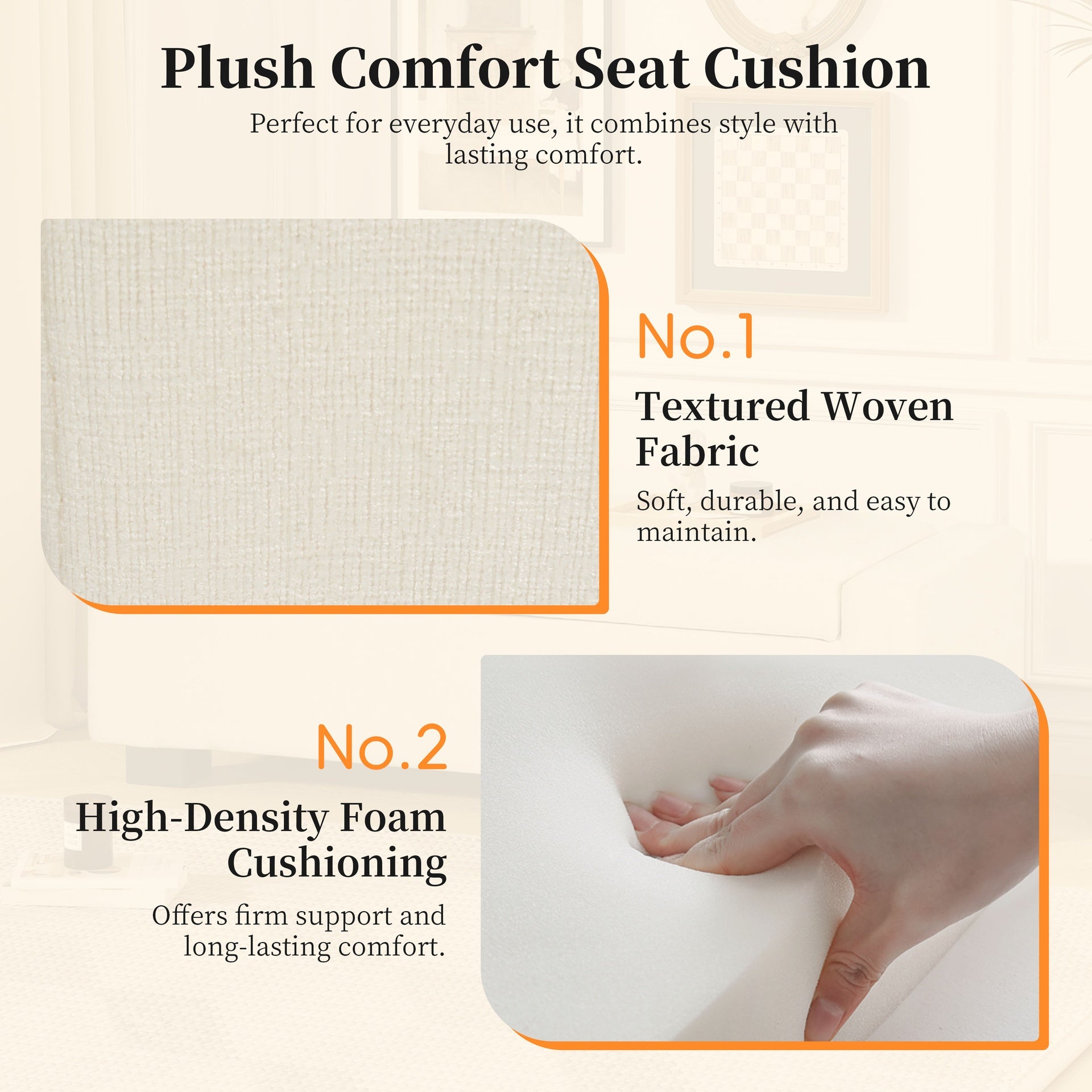 50" Ottoman Bench in Textured Fabric, Rectangular Design with Hinged Lid for Seating, Footrest, and Hidden Storage, Perfect for Living Room, Bedroom, or Entryway