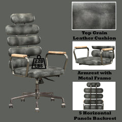 Calan Vintage Black Top Grain Leather Office Chair