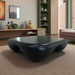 Modern Coffee Table Faux Travertine Textured for Livingroom/Office,black
