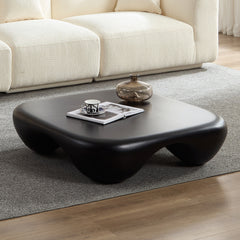 Modern Coffee Table Faux Travertine Textured for Livingroom/Office,black