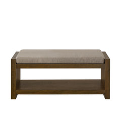 40" Accent Bench with Lower Shelf Shoe Rack, Padded Seating Bench for Living Room, Modern Compact Bed End Bench with Storage for Bedroom Seating, Removable Cushion,  40"W- Linen