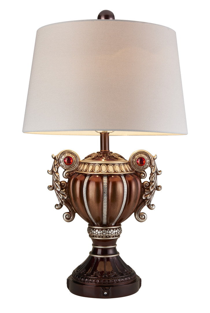 29.5" Tall" Delicata" Urn-Shaped Table Lamp, Bronze with Silver Accents