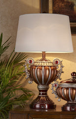 29.5" Tall" Delicata" Urn-Shaped Table Lamp, Bronze with Silver Accents