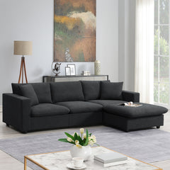 [VIDEO provided] [New] 100.4*64.6" Modern Sectional Sofa,L-shaped Couch Set with 2 Free pillows,4-seat Polyester Fabric Couch Set with Convertible Ottoman for Living Room, Apartment, Office,4 Colors
