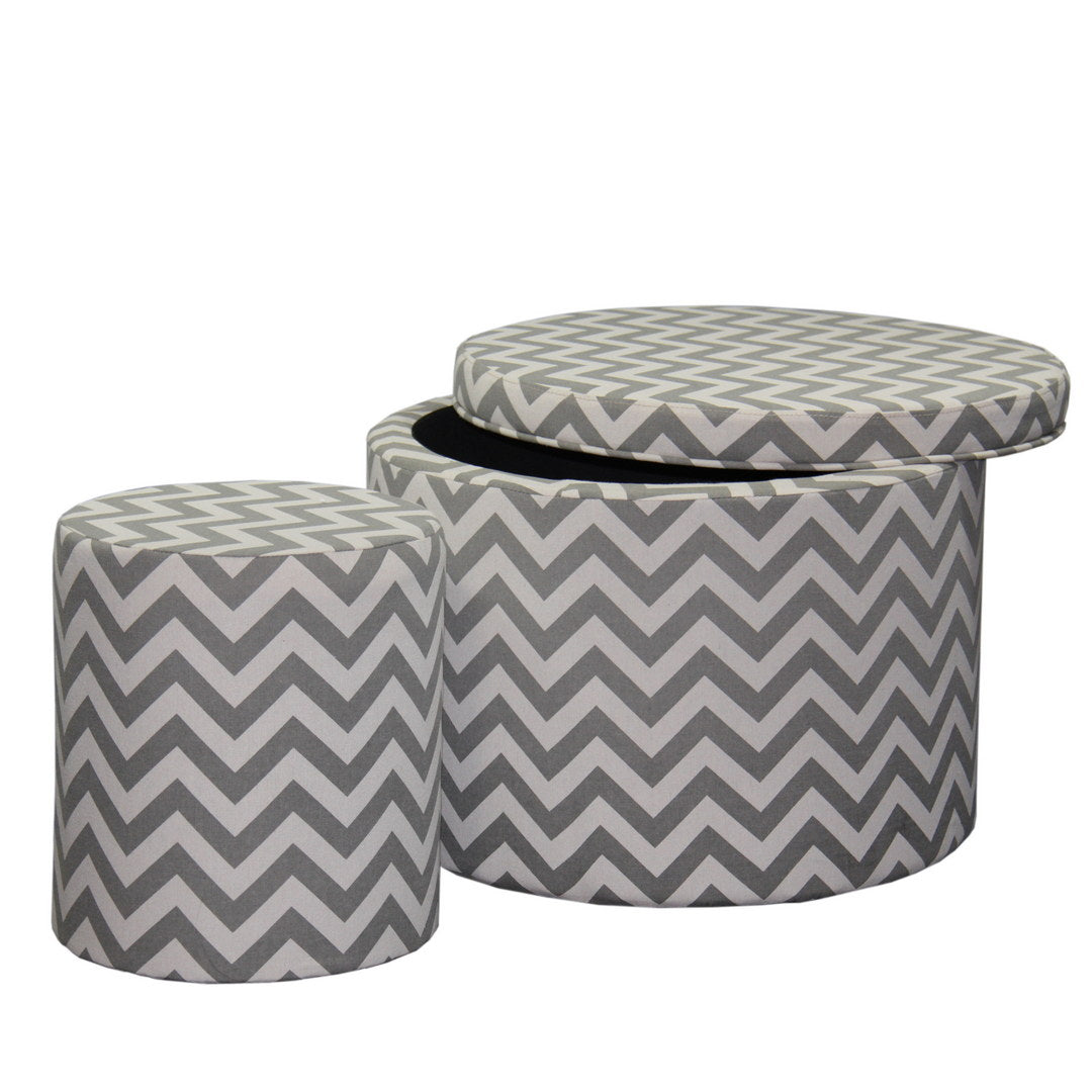 17.35" Tall Storage Ottoman with 1 Seating, Chevron