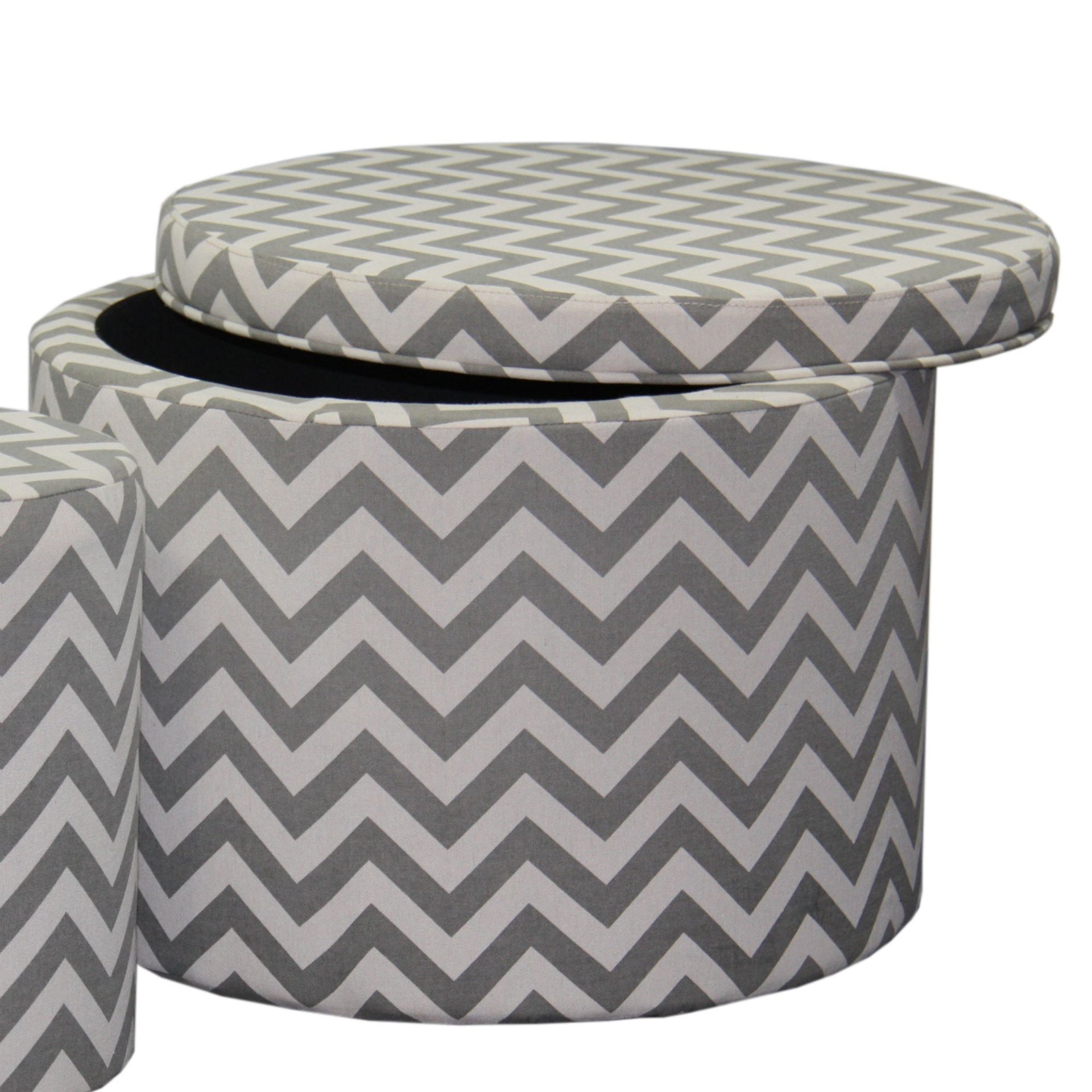 17.35" Tall Storage Ottoman with 1 Seating, Chevron