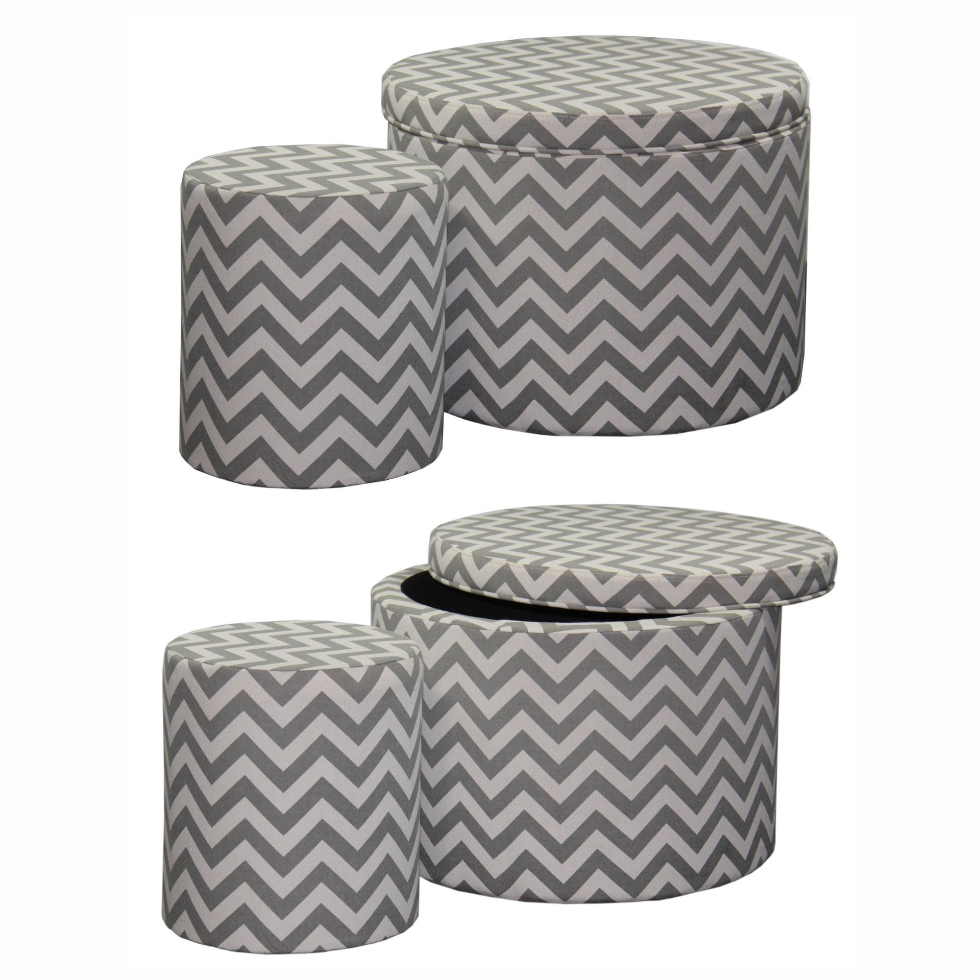 17.35" Tall Storage Ottoman with 1 Seating, Chevron