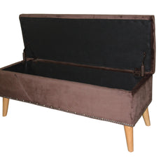17" Tall Storage Bench, Brown Suede