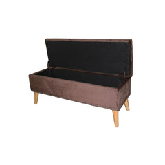 17" Tall Storage Bench, Brown Suede