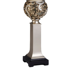 15" and 19" Polyresin "Vine" Candleholder, Silver finish (Set of 2)