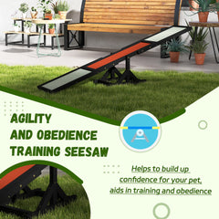 PawHut Wooden Dog Agility Seesaw for Training and Exercise, Platform Equipment Run Game Toy, Weather Resistant Pet Supplies, 71" L x 12" W x 12" H, Black