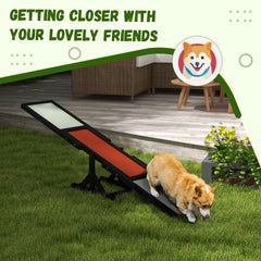 PawHut Wooden Dog Agility Seesaw for Training and Exercise, Platform Equipment Run Game Toy, Weather Resistant Pet Supplies, 71" L x 12" W x 12" H, Black