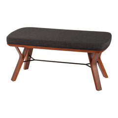 Folia Mid-Century Modern Bench in Walnut Wood and Charcoal Fabric by LumiSource