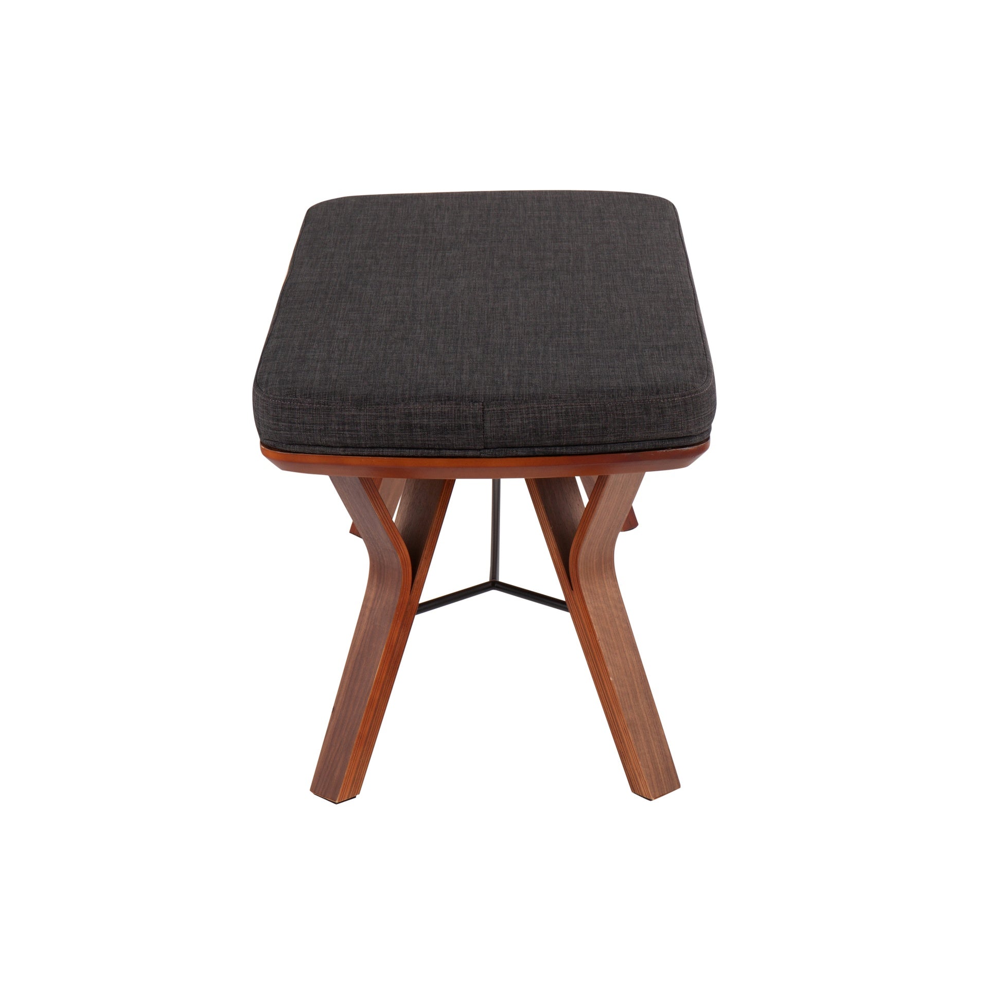 Folia Mid-Century Modern Bench in Walnut Wood and Charcoal Fabric by LumiSource